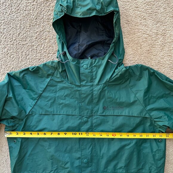 Columbia Jacket Mens Medium Full Zip Green Hood Polyvinyl Pockets Vtg P Pleasant - Picture 9 of 12